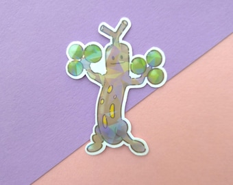 Unique 7cm x 5cm Sudowoodo Die-Cut Sticker | Soft Colours & Holographic Finish | Pokémon Art