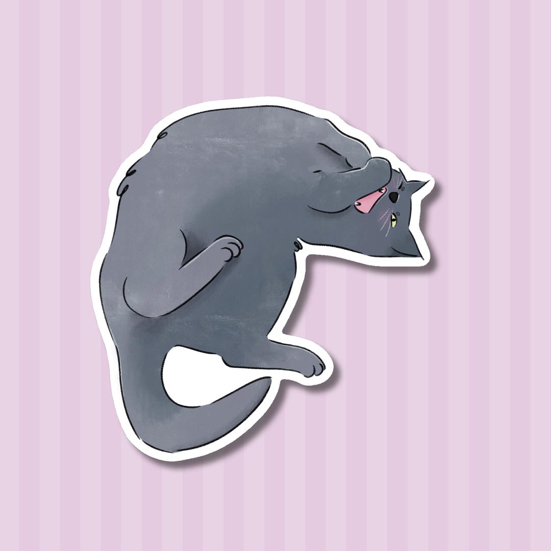 Funny Black Cat Vinyl Sticker – Waterproof Glossy Decal for Laptops ...