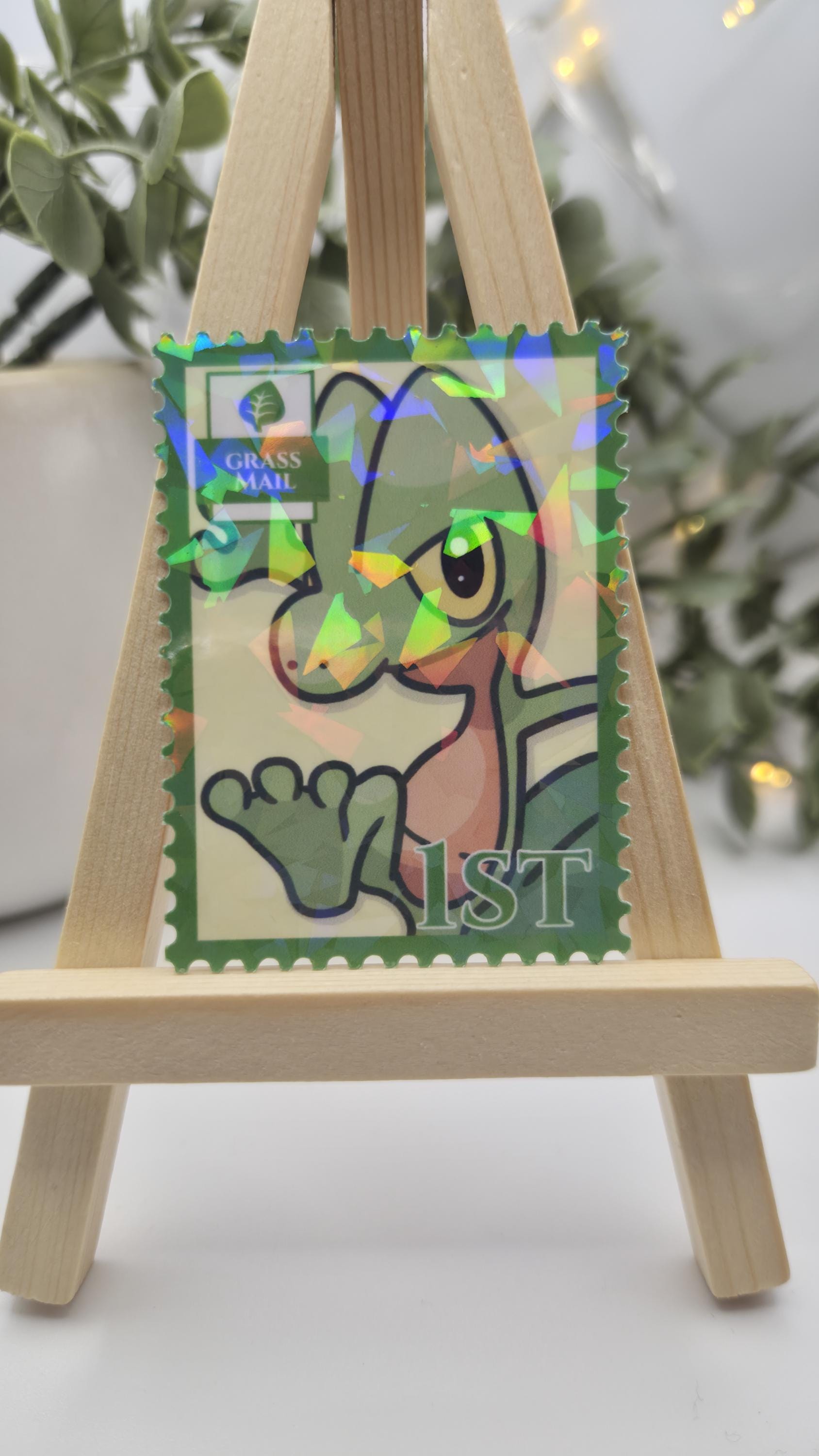 Shattered Holographic Grass Starter Pokémon Inspired Stamp Stickers | 4 ...