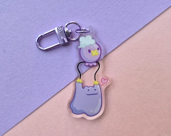 Acrylic Drifloon & Ditto Keyring | Pokémon Inspired Art | Pokopia Dream Island Gift