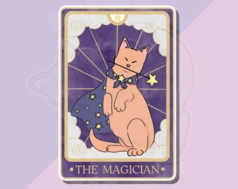 Magician Cat Tarot Sticker | Holographic Vinyl Decal