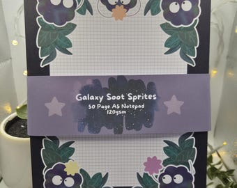 Galaxy Soot Sprite-notitieblok (Ghibli-geïnspireerd, A5, 50 pagina's, 120 gsm papier)