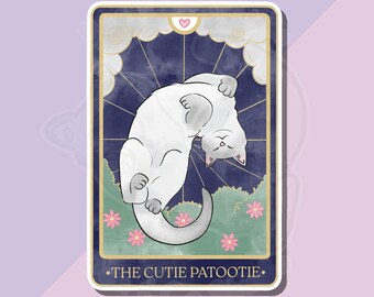 Sticker holographique étoilé Patootie Cat Tarot Witch