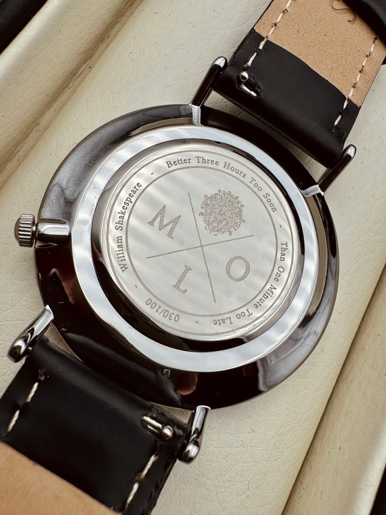 Armbanduhr MoLets Kairos für Damen und Herren in edler Box mit Echtlederarmband und schweizer Ronda Uhrwerk limitert auf nur 100 Stück Bild 3