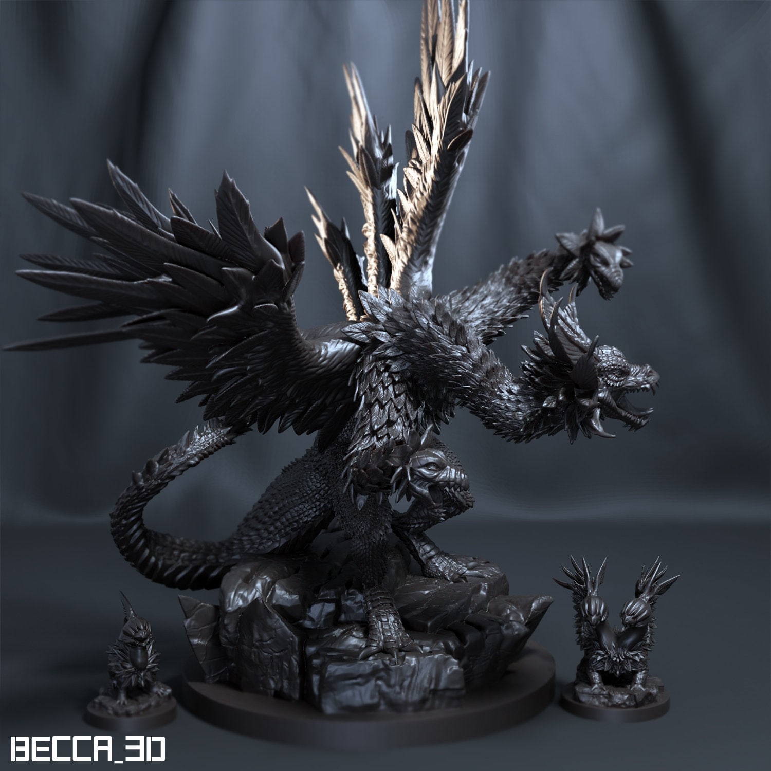 Kaijumon - Hydreigon - Pokemon Fanart - 7K Resin 3D Print - Tabletop RPG - Dungeons and Dragons - Display Model - 20/25/100MM