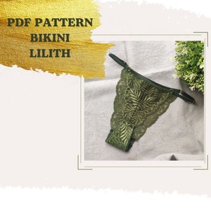 Bikini panties pattern. Panties with straps. PDF lingerie sewing Pattern