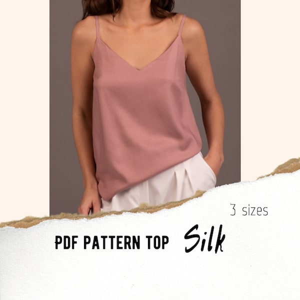 Silk top sewing pattern PDF | Satin top | Sleepwear | Night Wear | Home clothes