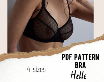 Bra sewing lingerie Pattern PDF Helle sizes: 75AA / 75A / 75B / 75C