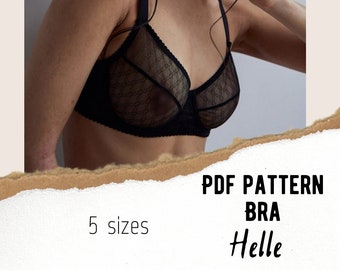 Underwired Bra Sewing Pattern – Horizontal Seam Bra PDF – Sizes 80AA to 80D | lingerie patterns