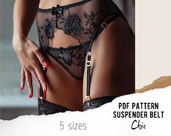 Suspender belt pattern, lingerie sewing pattern PDF | garterbelt