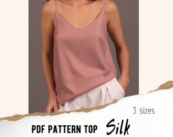 Silk top sewing pattern PDF | Satin top | Sleepwear | Night Wear | Home clothes