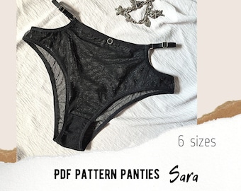 High panties with straps, Sara PDF lingerie sewing Pattern