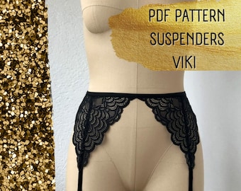Suspender belt pattern, lingerie sewing pattern PDF | garterbelt