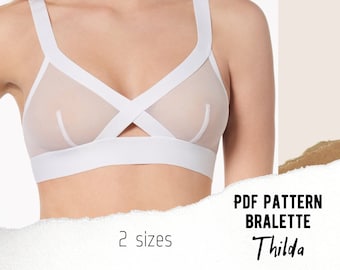 Bralette Thilda PDF lingerie pattern, underwire free bra pattern