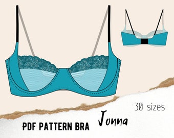 Lingerie bra sewing pattern PDF Jonna 30 sizes!