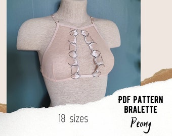 PDF lingerie sewing Pattern Bralette Peony 18 sizes!