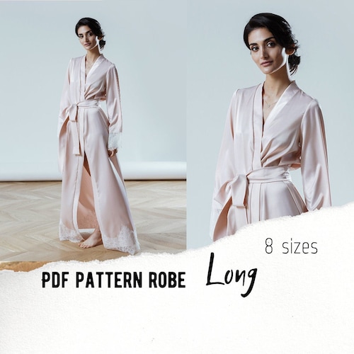 Long Robe With Pockets PDF Sewing Pattern Etsy