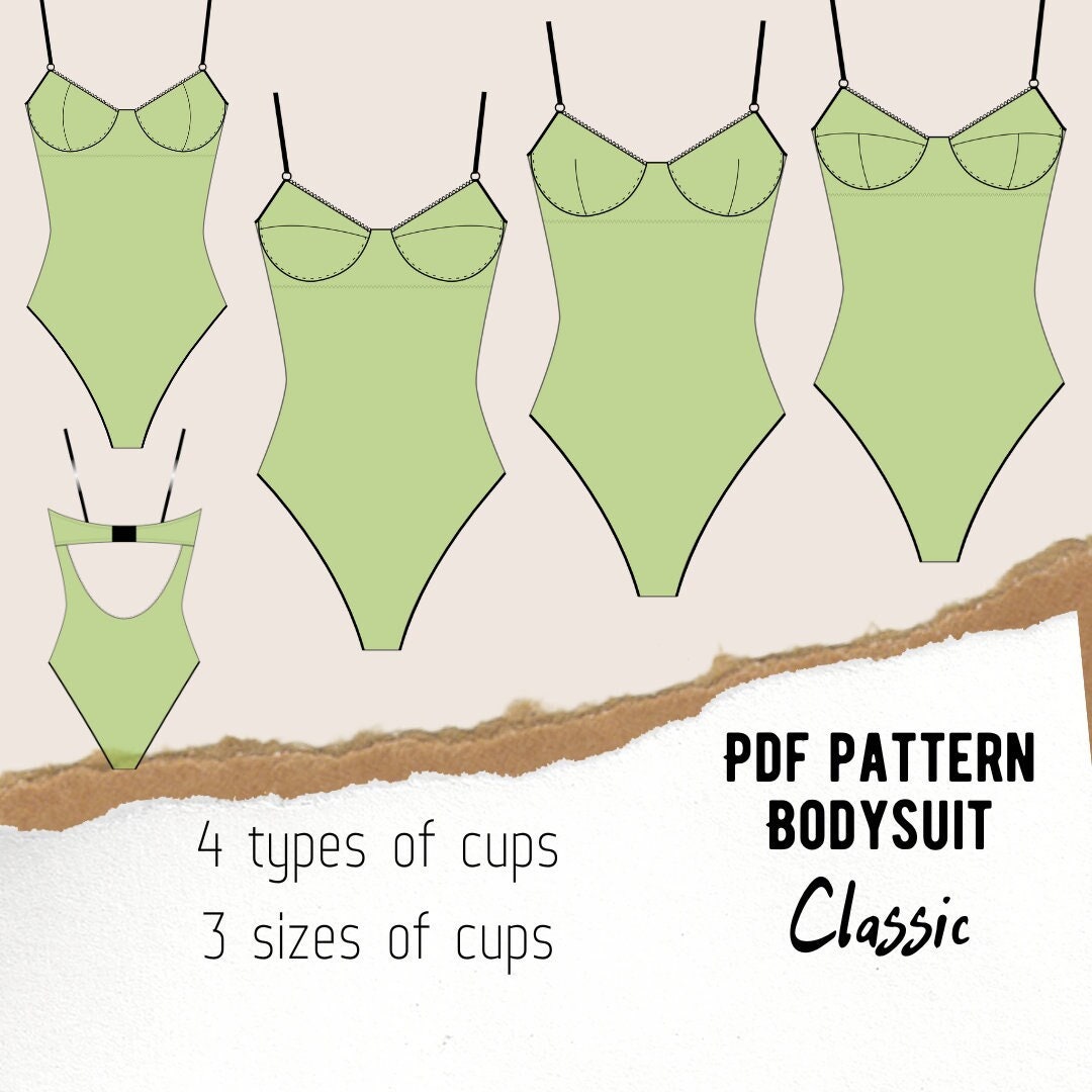 Bodysuit Lingerie Sewing Pattern PDF Classic Size M, Cups A/B/C -   Canada