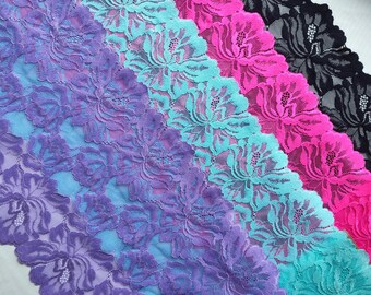 Floral Stretch Lace Trim, Lingerie Sewing, Bra Making, 10" Wide