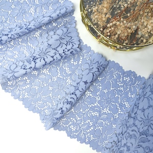 Stretch blue Lace trim for sewing lingerie, elastic lace, Fabric for Bra Making, bramaking supplies