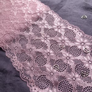Elastic dusty rose Lace for sewing lingerie, elastic pink lace, Fabric for Bra Making, lace trim, Sewing supplies