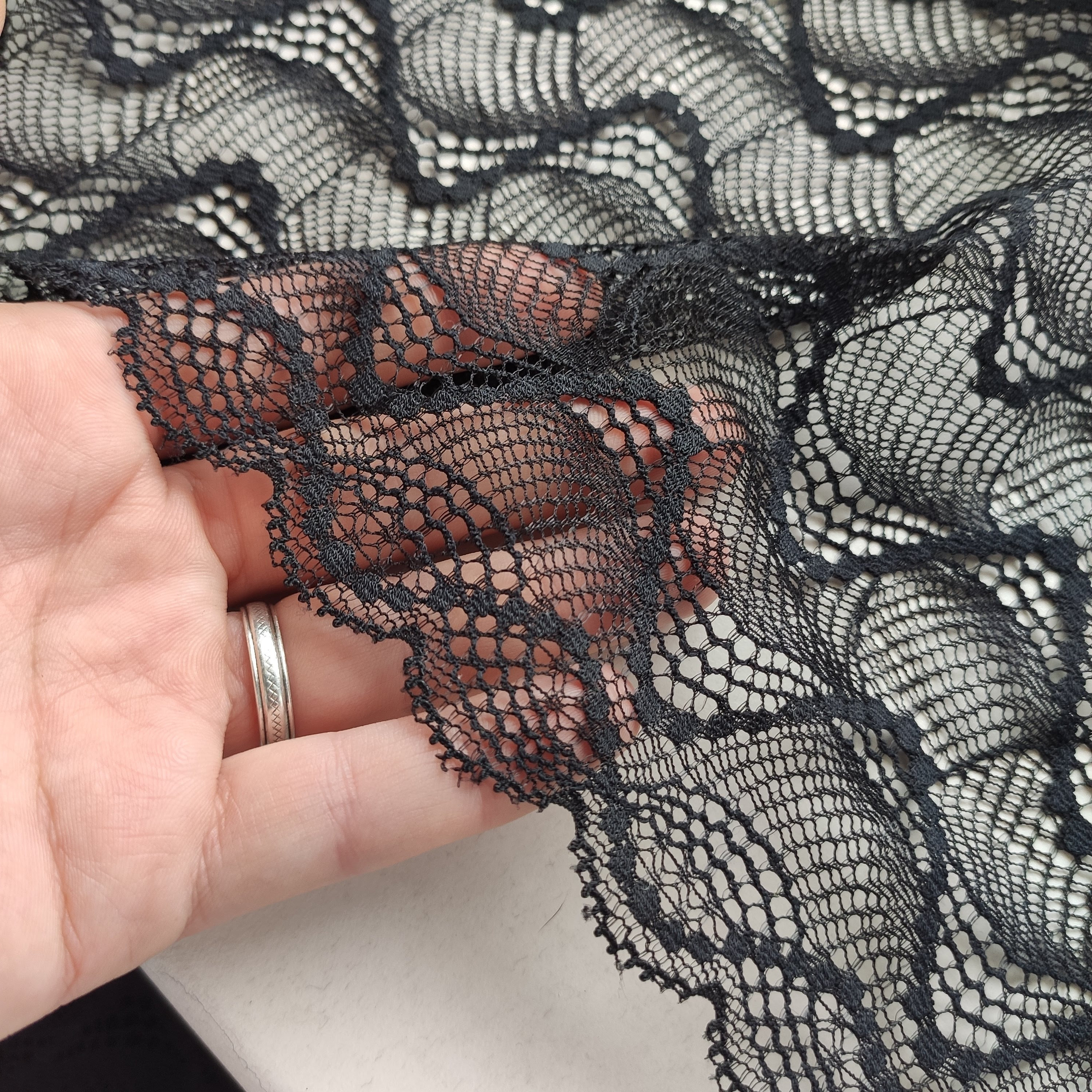 Nastro Elastico In Pizzo 20mm - 5 Iarde, Spandex, Per Cucito, Decorazione Abiti, Grigio