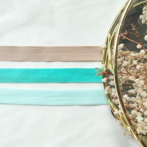 5/8&quot; Fold over elastic light blue, lingerie elastic 15mm, Elastics Ribbon, luxury quality Stretch Foldover, double sided plush feel