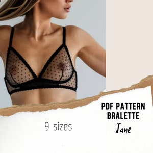 Bralette lingerie sewing pattern PDF, underwire free bra pattern