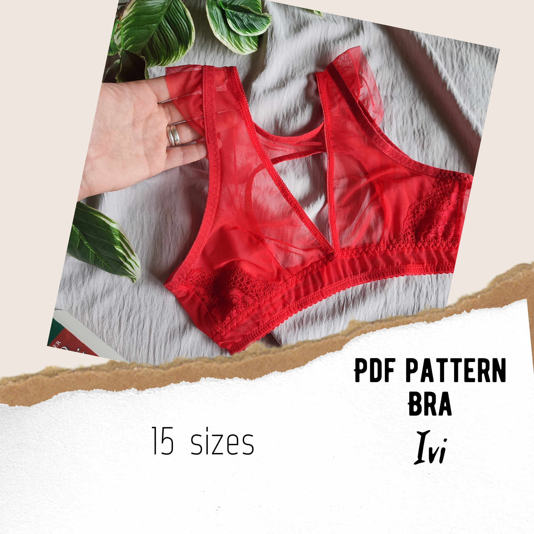 Top bra lingerie pattern. Underwire free bra pattern