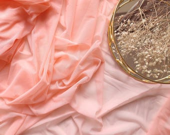 Peach Stretch Mesh Fabric – Sheer Tulle for Lingerie Sewing (50x120 cm)
