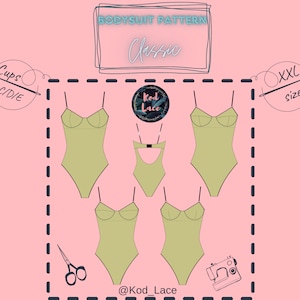 Bodysuit lingerie sewing PDF pattern Classic size XXL, cups C/D/E