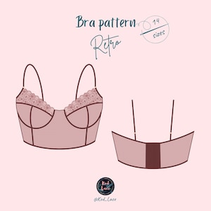 Corsage underwire Bra pattern Retro 14 sizes! PDF lingerie sewing Pattern
