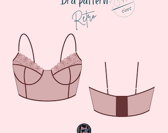 Corsage underwire Bra pattern Retro 14 sizes! PDF lingerie sewing Pattern
