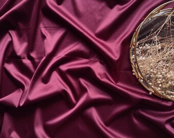 Stretch Satin Fabric for Lingerie – One-Way Stretch, Soft & Smooth – Burgundy – 50x125 cm
