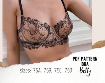 Lace Bra sewing pattern PDF Betty 75 (A/B/C/D)