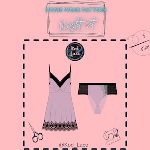 Night clothes sewing lingerie pattern PDF | Dress combination | Sleepwear | Nightie Pajamas | Night Wear | Home clothes | Panties