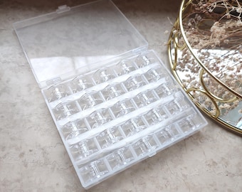Sewing Machine Bobbins Holder + 25 Plastic Bobbins