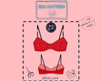 Bra lingerie sewing pattern PDF Sofi 18 sizes