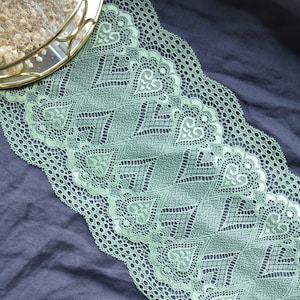 Stretch green Lace for sewing lingerie, elastic green lace, Fabric for Bra Making, Sewing supplies