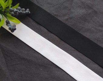 Velvety Wide Elastic Band - 1.2 inch Black and White Waistband