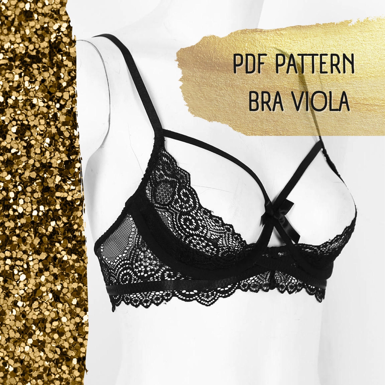 Viola Bra Sewing Pattern – Underwired Lace Bra PDF – Sizes 30–40