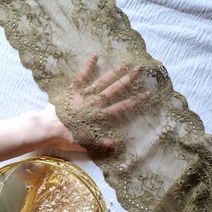 Stretch khaki Lace for sewing lingerie, elastic green lace, Fabric for Bra Making, Sewing supplies, lace trim
