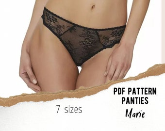 Panties regular fit thong Marie  PDF lingerie Pattern