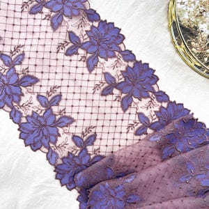 Lilac Embroidery Non-Stretch Lace for Lingerie, Floral Lace Trim for Bra Making | Better price on KODLACE.SHOP