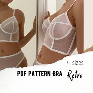 Corsage Bra pattern Retro 14 sizes! PDF lingerie sewing Pattern