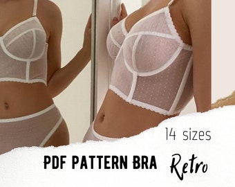 Corsage Bra pattern Retro 14 sizes! PDF lingerie sewing Pattern