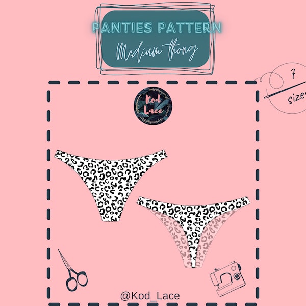 Mid-rise thong panties pattern PDF 7 sizes + instruction DIY