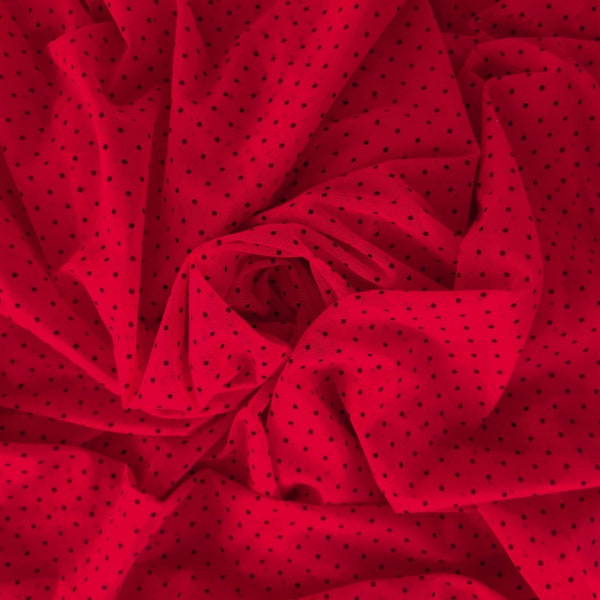 Tissu en maille extensible rouge à pois, Power Net, résille élastique, tissu extensible rouge, tissu pour lingerie