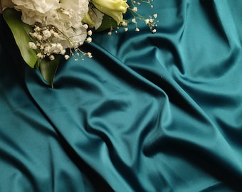 Green Satin elastic fabric for sewing lingerie, atlas, emerald silk, high quality stretch fabric, lingerie fabric (19.6&quot; * 23.6&quot;)