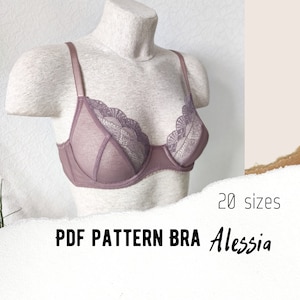 Bra Soft Cup Sewing Pattern in Full Bust Sizes DD-G UK Cup Sizes
